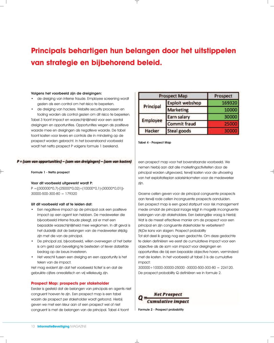 Tabel 3 toont impact en waarschijnlijkheid voor een aantal dreigingen en opportunities. Opportunities wegen als positieve waarde mee en dreigingen als negatieve waarde.