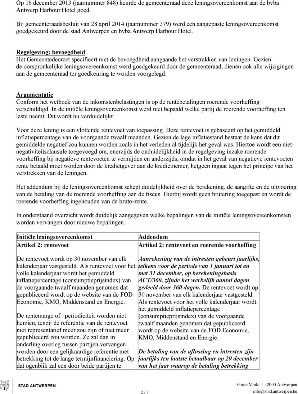 Regelgeving: bevoegdheid Het Gemeentedecreet specifieert niet de bevoegdheid aangaande het verstrekken van leningen.