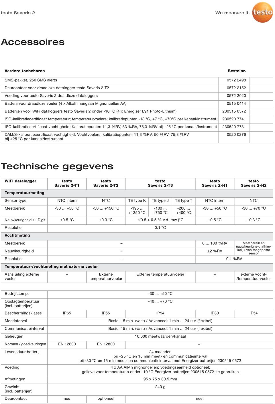 C, +70 C per kanaal/instrument ISO-kalibratiecertificaat vochtigheid; Kalibratiepunten 11,3 %RV, 33 %RV, 75,3 %RV bij +25 C per kanaal/instrument DAkkS-kalibratiecertificaat vochtigheid;