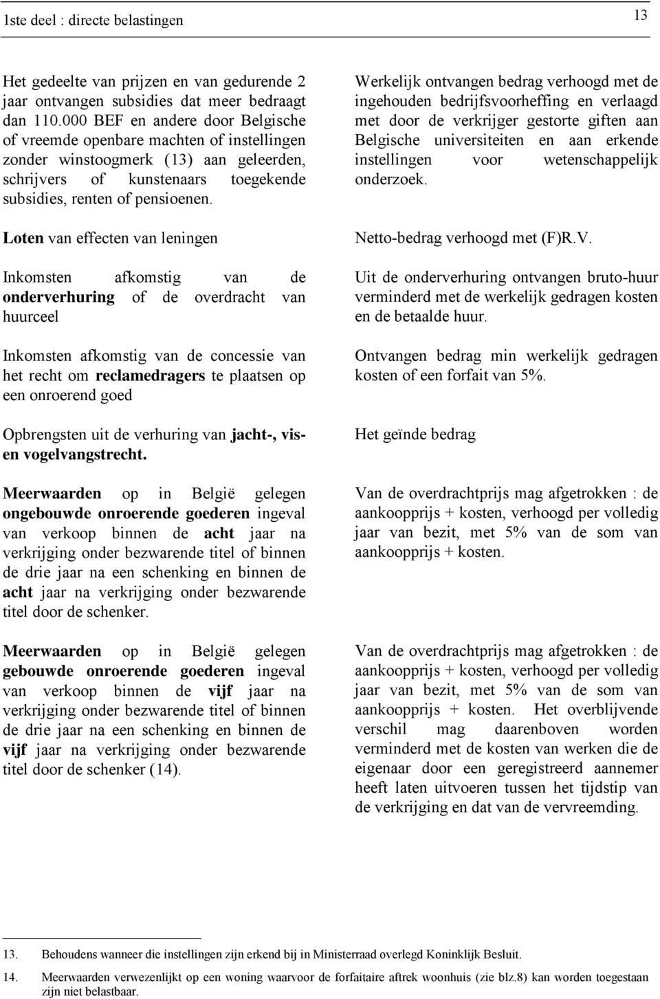 Loten van effecten van leningen Inkomsten afkomstig van de onderverhuring of de overdracht van huurceel Inkomsten afkomstig van de concessie van het recht om reclamedragers te plaatsen op een