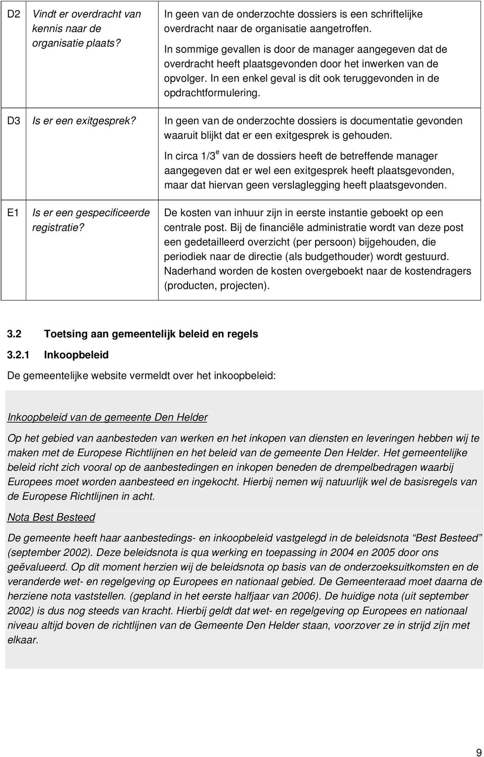 In geen van de onderzochte dossiers is documentatie gevonden waaruit blijkt dat er een exitgesprek is gehouden. E1 Is er een gespecificeerde registratie?