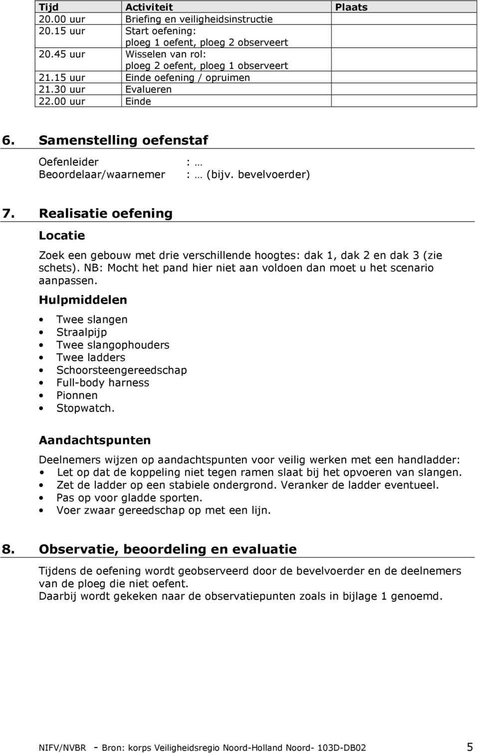 Realisatie oefening Locatie Zoek een gebouw met drie verschillende hoogtes: dak 1, dak 2 en dak 3 (zie schets). NB: Mocht het pand hier niet aan voldoen dan moet u het scenario aanpassen.