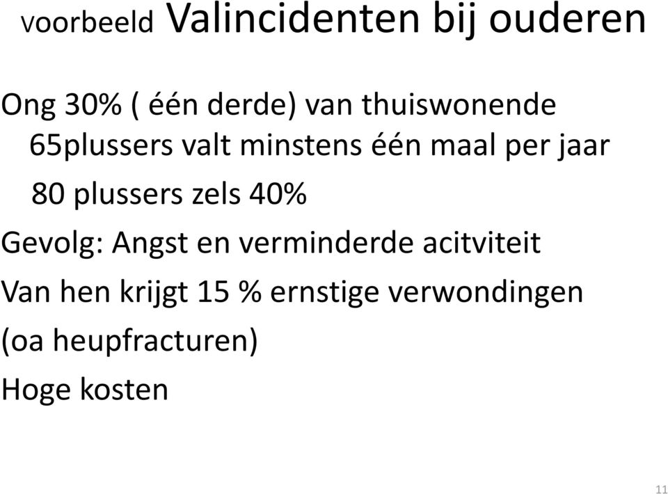 plussers zels 40% Gevolg: Angst en verminderde acitviteit Van