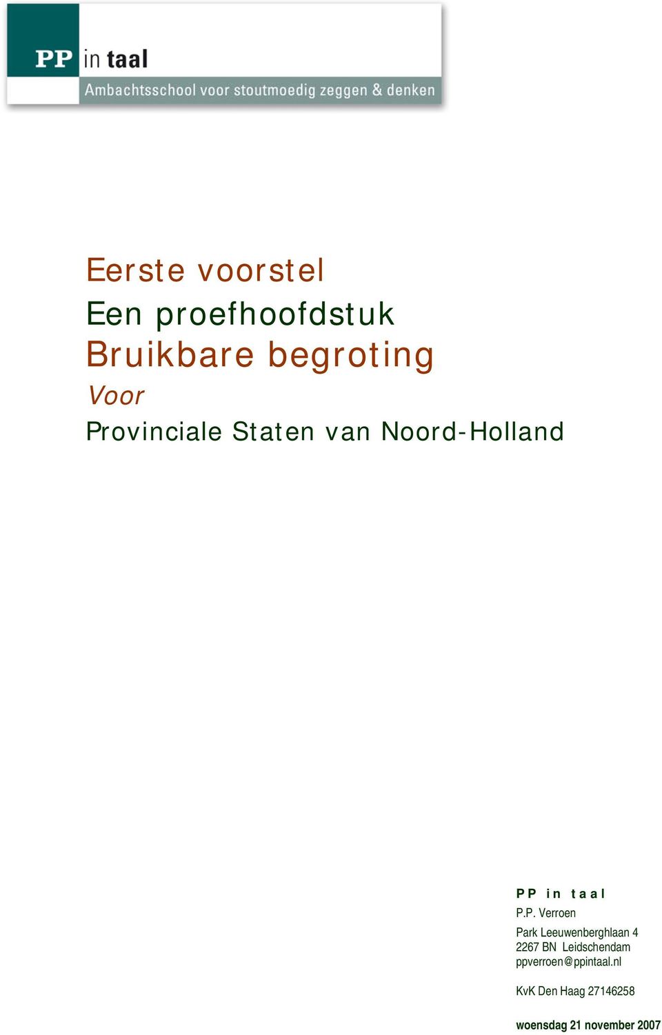 ovinciale Staten van Noord-Holland PP