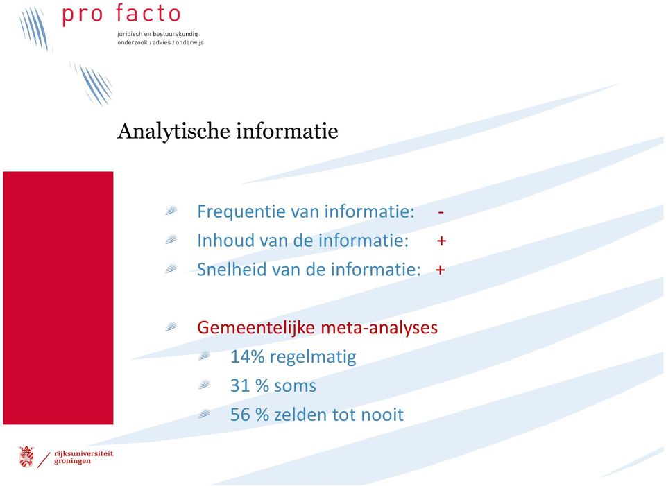 Snelheid van de informatie: + Gemeentelijke