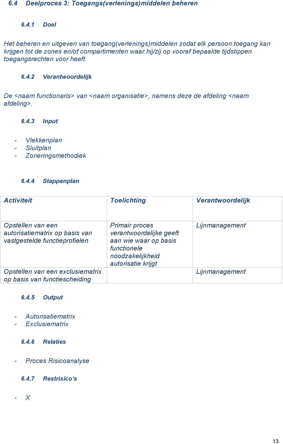 4.4 Stappenplan Activiteit Toelichting Verantwoordelijk Opstellen van een autorisatiematrix op basis van vastgestelde functieprofielen Opstellen van een exclusiematrix op basis van functiescheiding