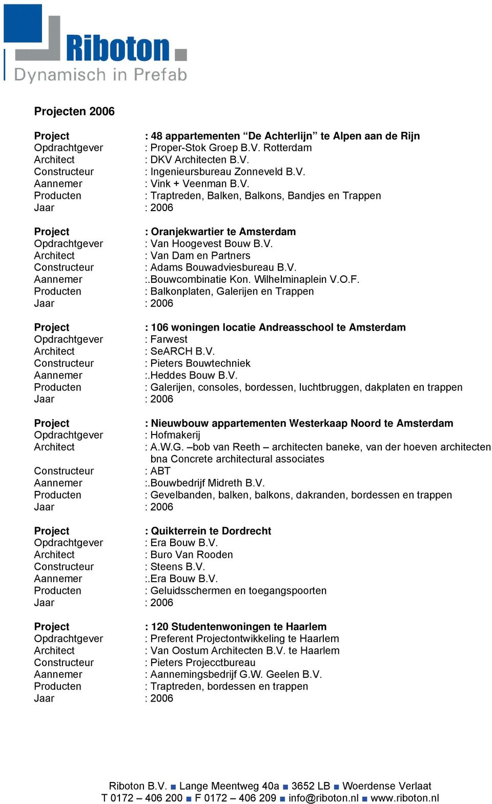 V. : Van Dam en Partners Constructeur : Adams Bouwadviesbureau B.V. :.Bouwcombinatie Kon. Wilhelminaplein V.O.F.