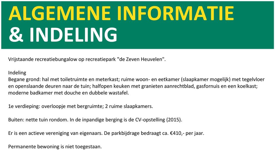 halfopen keuken met granieten aanrechtblad, gasfornuis en een koelkast; moderne badkamer met douche en dubbele wastafel.