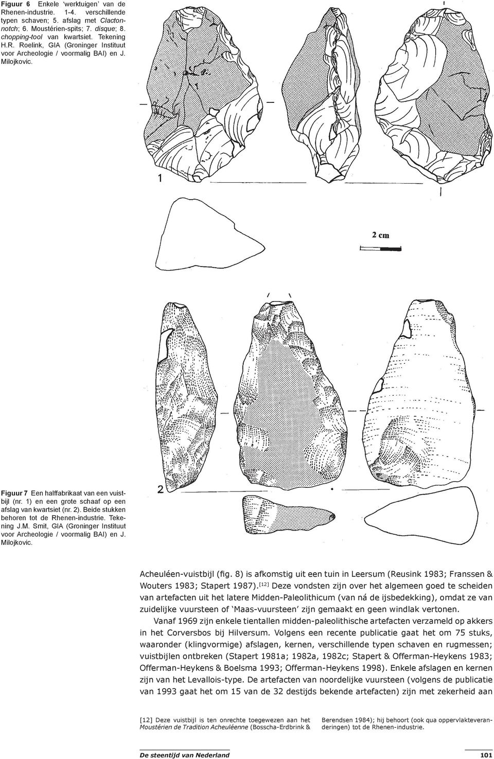 Milojkovic. Acheuléen-vuistbijl (fig. 8) is afkomstig uit een tuin in Leersum (Reusink 1983; Franssen & Wouters 1983; Stapert 1987).