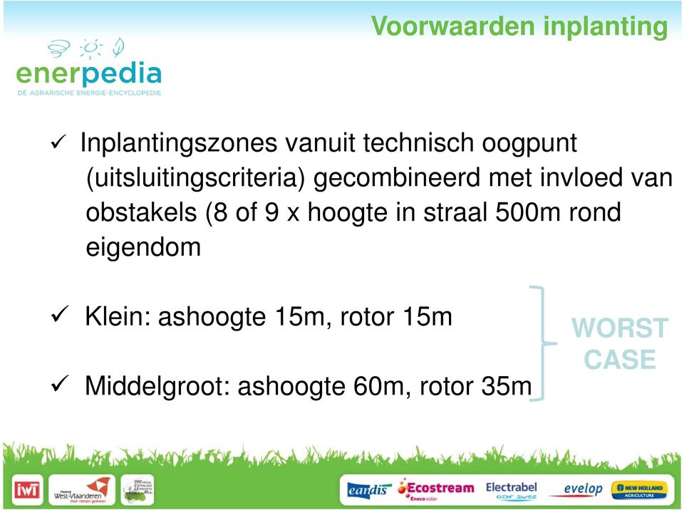 obstakels (8 of 9 x hoogte in straal 500m rond eigendom Klein: