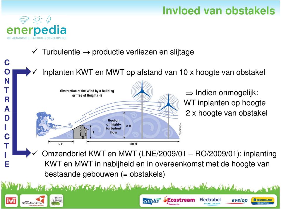 op hoogte 2 x hoogte van obstakel Omzendbrief KWT en MWT (LNE/2009/01 RO/2009/01):