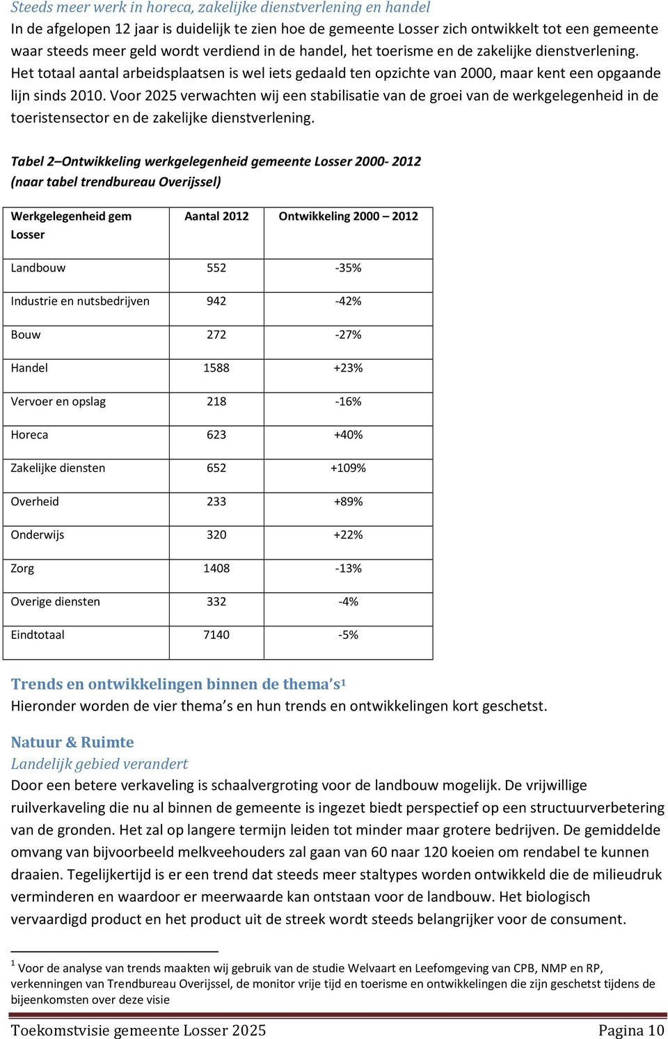 Voor 2025 verwachten wij een stabilisatie van de groei van de werkgelegenheid in de toeristensector en de zakelijke dienstverlening.