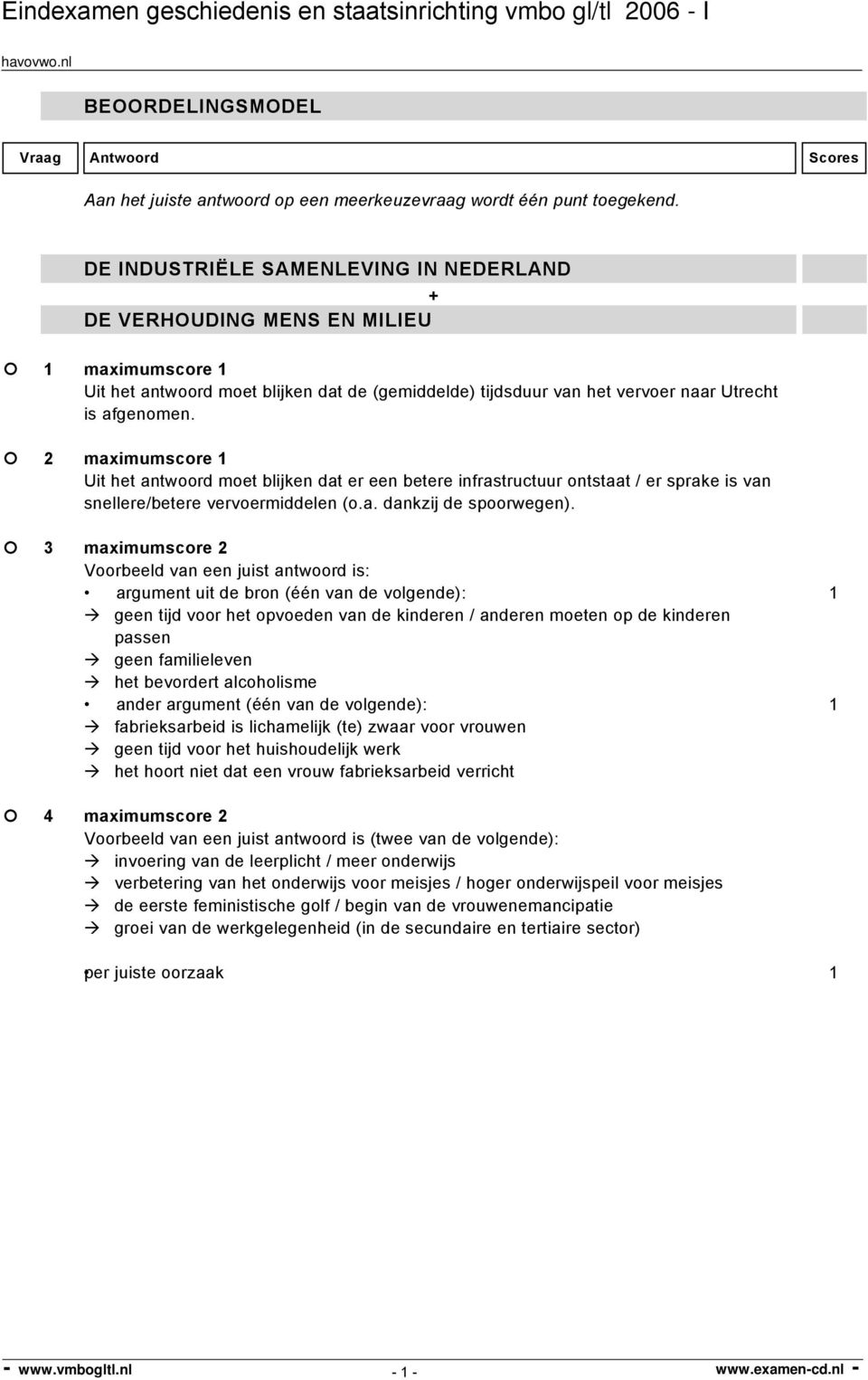 2 maximumscore 1 Uit het antwoord moet blijken dat er een betere infrastructuur ontstaat / er sprake is van snellere/betere vervoermiddelen (o.a. dankzij de spoorwegen).