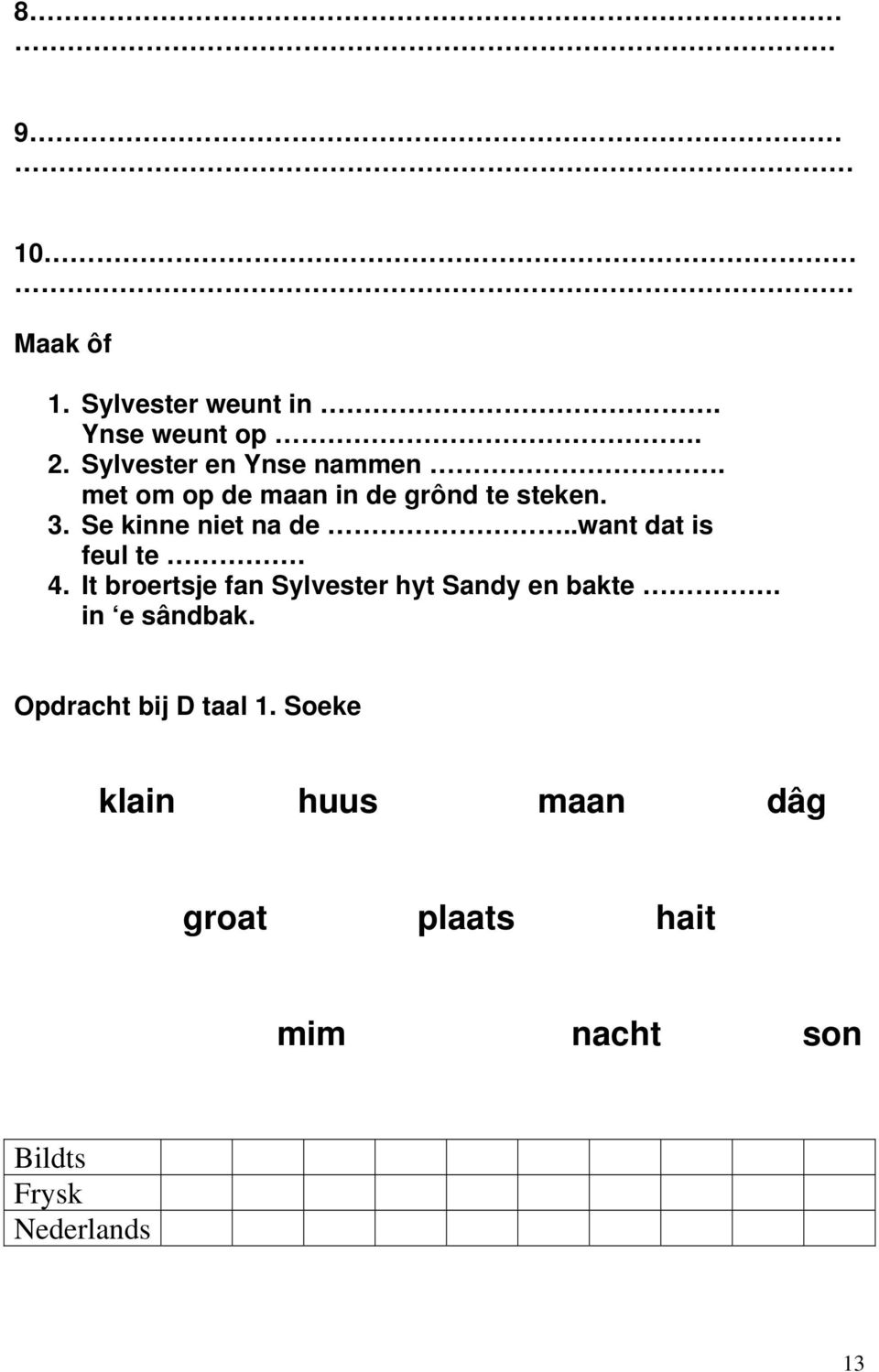 4. It broertsje fan Sylvester hyt Sandy en bakte. in e sândbak.