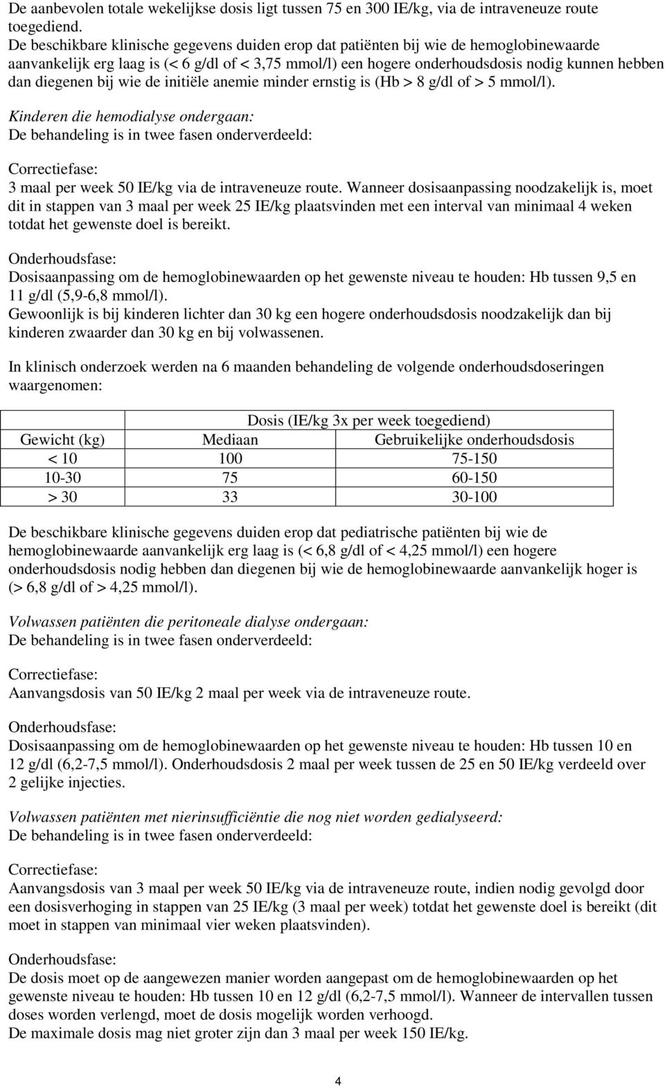 diegenen bij wie de initiële anemie minder ernstig is (Hb > 8 g/dl of > 5 mmol/l).