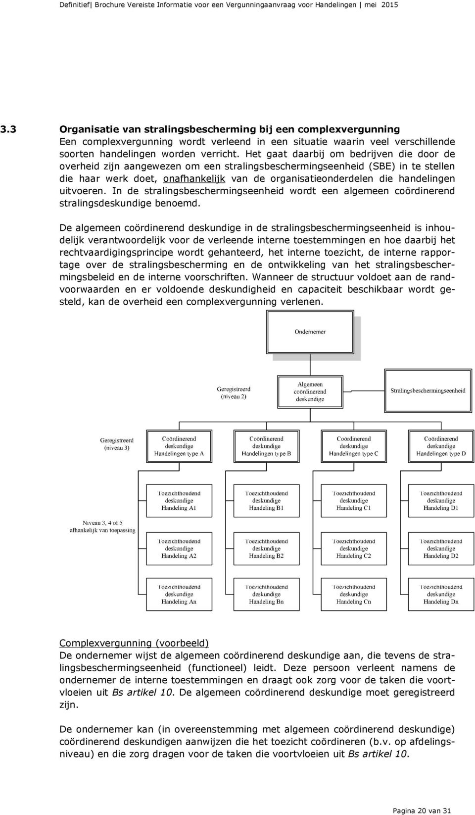 handelingen uitvoeren. In de stralingsbeschermingseenheid wordt een algemeen coördinerend stralingsdeskundige benoemd.