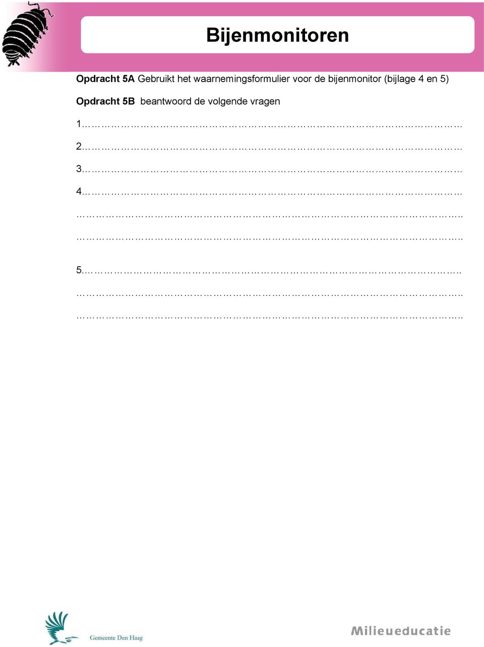 bijenmonitor (bijlage 4 en 5) Opdracht