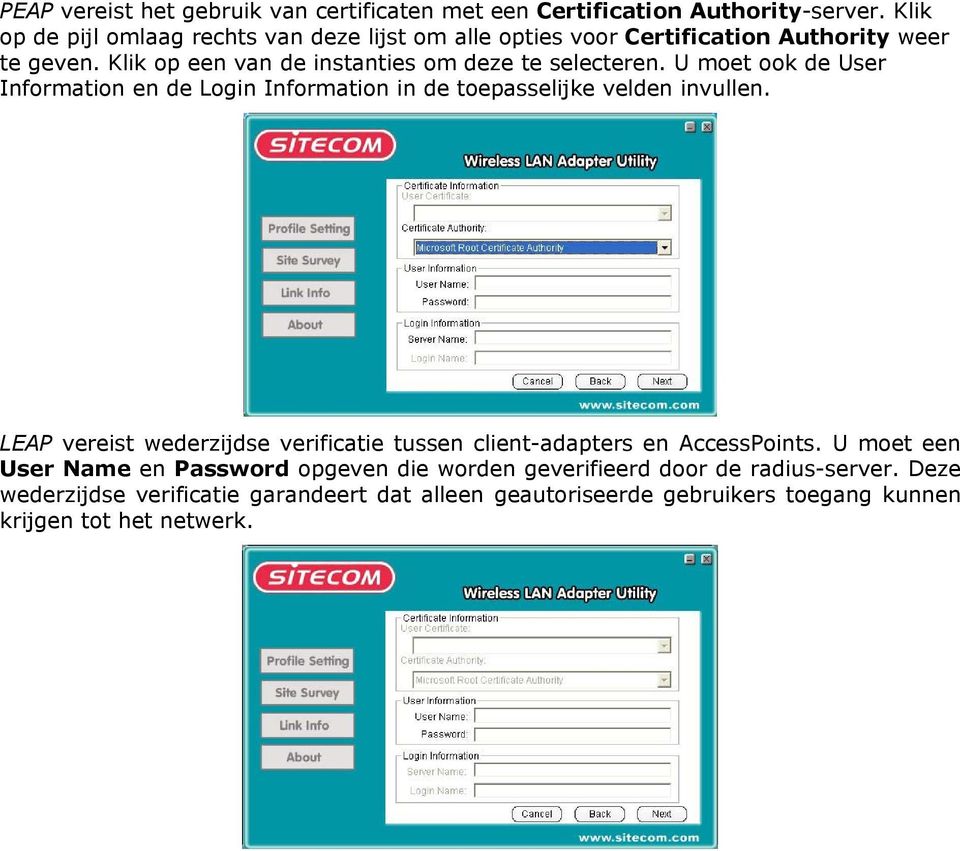 Klik op een van de instanties om deze te selecteren. U moet ook de User Information en de Login Information in de toepasselijke velden invullen.