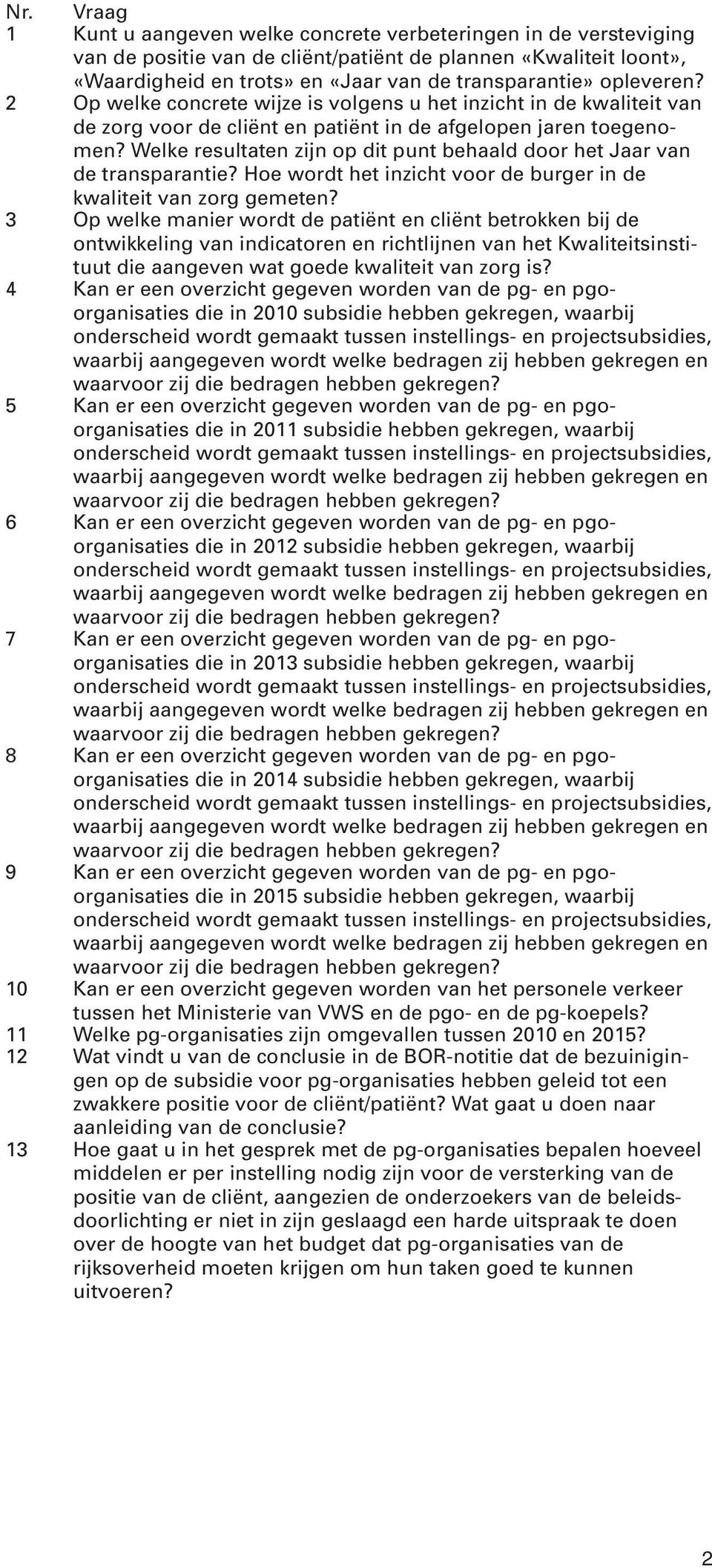 Welke resultaten zijn op dit punt behaald door het Jaar van de transparantie? Hoe wordt het inzicht voor de burger in de kwaliteit van zorg gemeten?