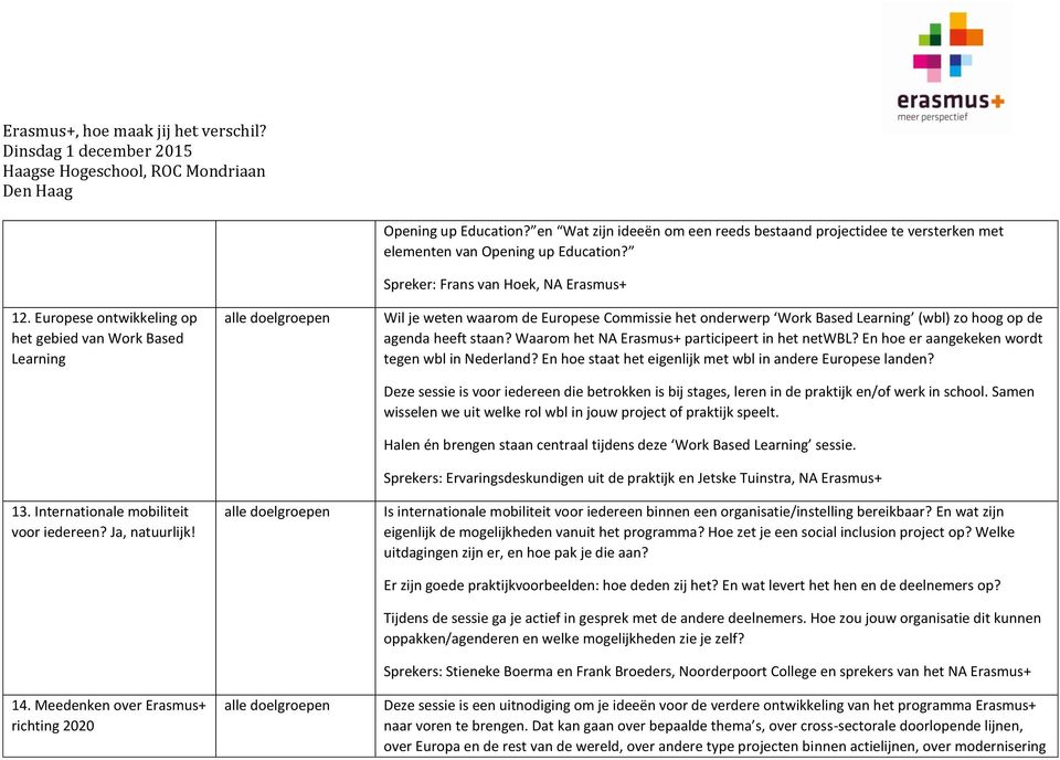 Spreker: Frans van Hoek, NA Erasmus+ Wil je weten waarom de Europese Commissie het onderwerp Work Based Learning (wbl) zo hoog op de agenda heeft staan?