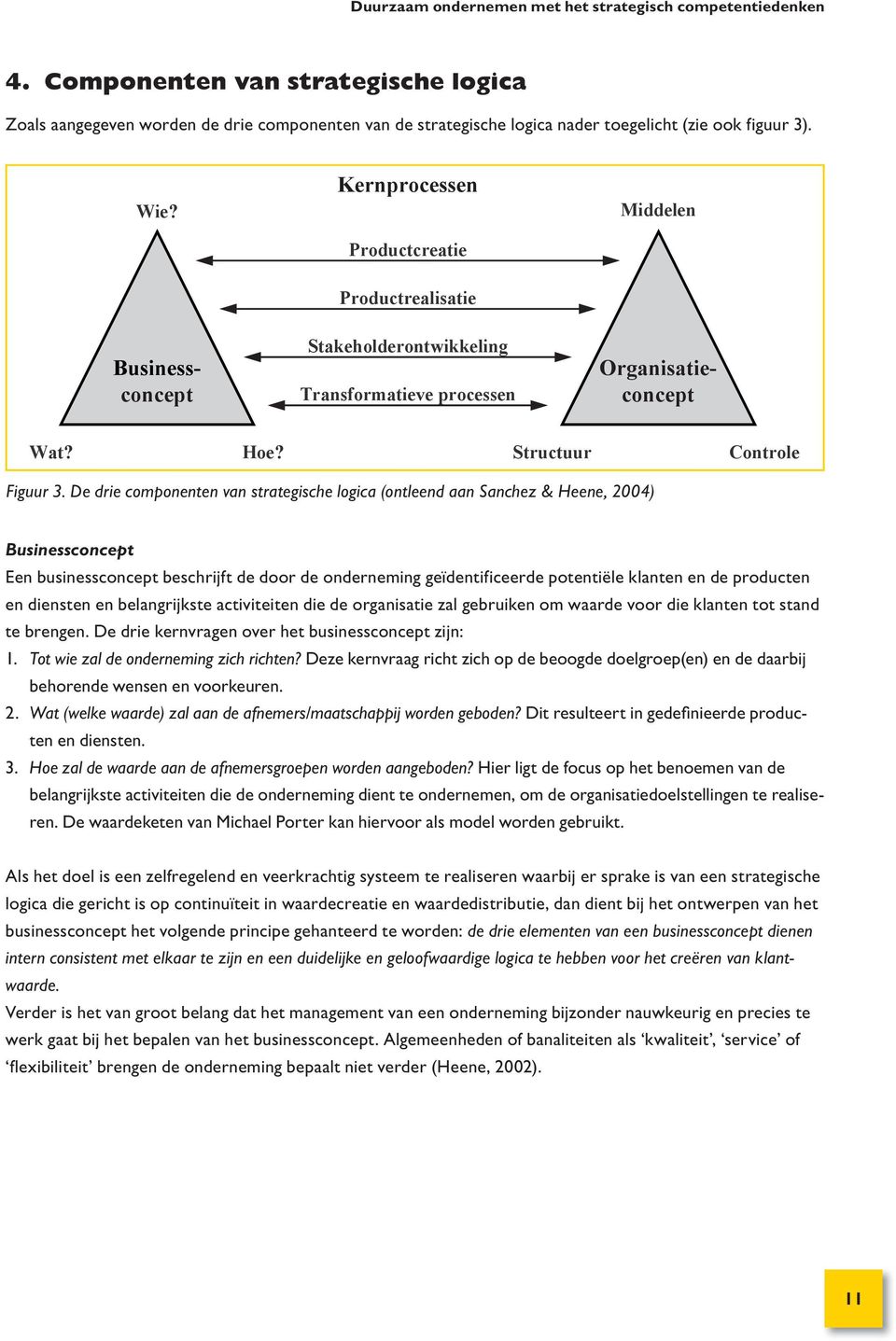 De drie componenten van strategische logica (ontleend aan Sanchez & Heene, 2004) Businessconcept Een businessconcept beschrijft de door de onderneming geïdentificeerde potentiële klanten en de