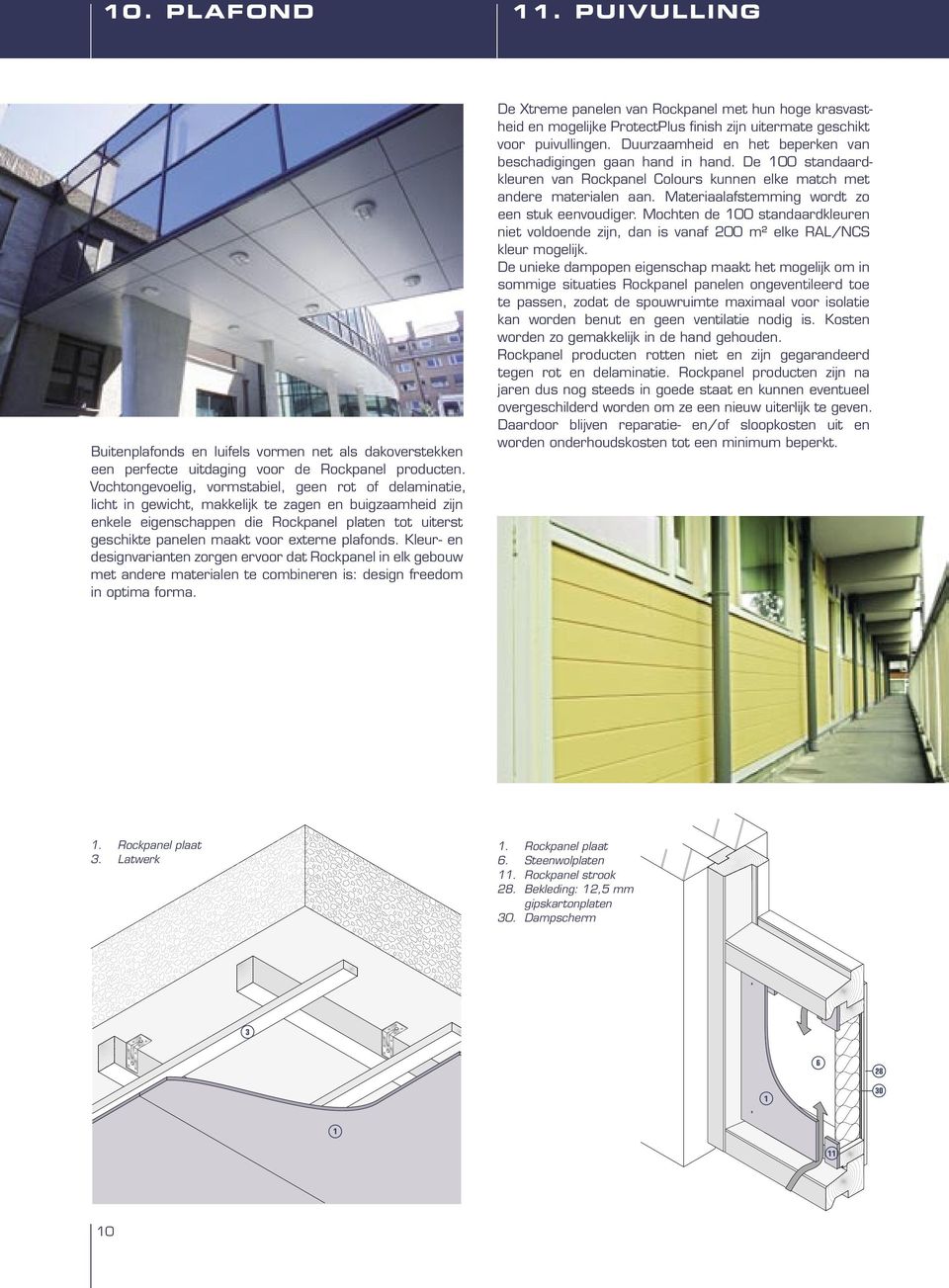 externe plafonds. Kleur- en designvarianten zorgen ervoor dat Rockpanel in elk gebouw met andere materialen te combineren is: design freedom in optima forma.