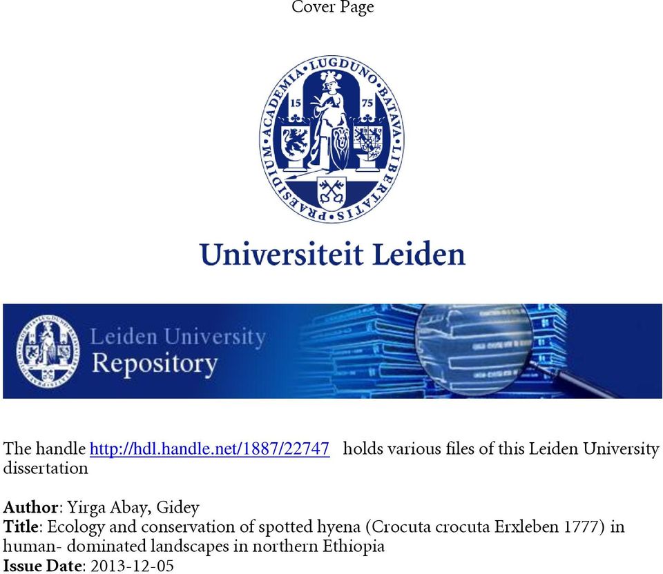 net/1887/22747 holds various files of this Leiden University dissertation