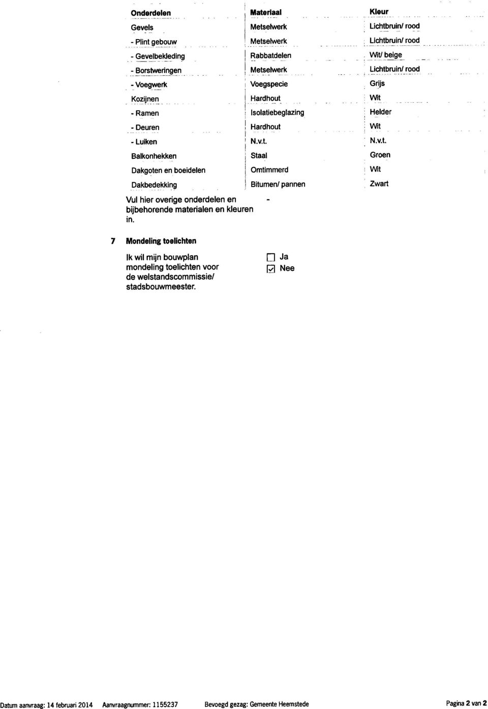 7 Mondeling toelichten Ik wil mijn bouwplan mondeling toelichten voor de welstandscommissie/ stadsbouwmeester.