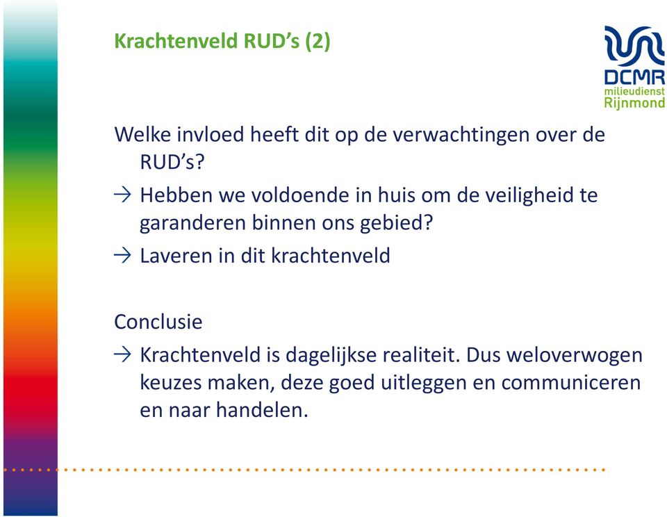 Laveren in dit krachtenveld Conclusie Krachtenveld is dagelijkse realiteit.