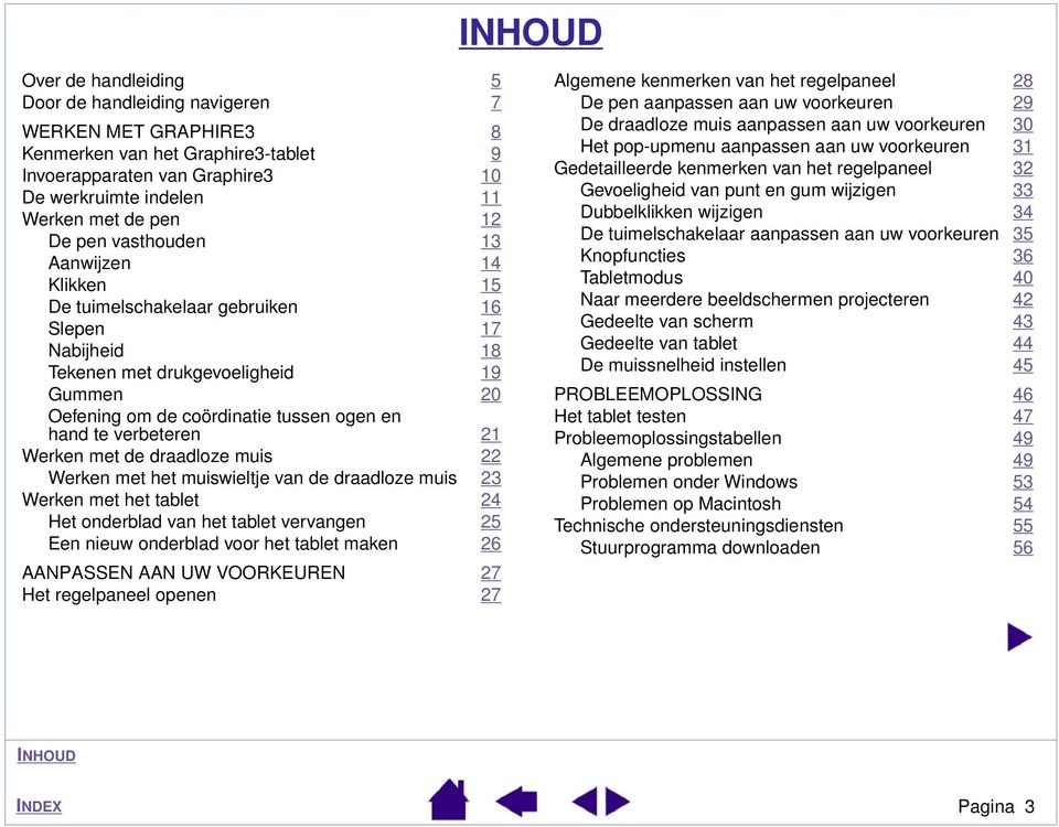 Werken met de draadloze muis 22 Werken met het muiswieltje van de draadloze muis 23 Werken met het tablet 24 Het onderblad van het tablet vervangen 25 Een nieuw onderblad voor het tablet maken 26