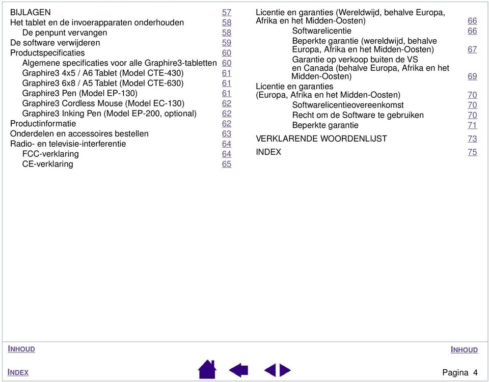 EP-200, optional) 62 Productinformatie 62 Onderdelen en accessoires bestellen 63 Radio- en televisie-interferentie 64 FCC-verklaring 64 CE-verklaring 65 Licentie en garanties (Wereldwijd, behalve