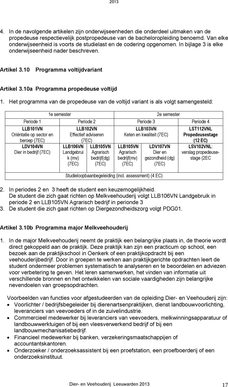 10a Programma propedeuse voltijd 1.