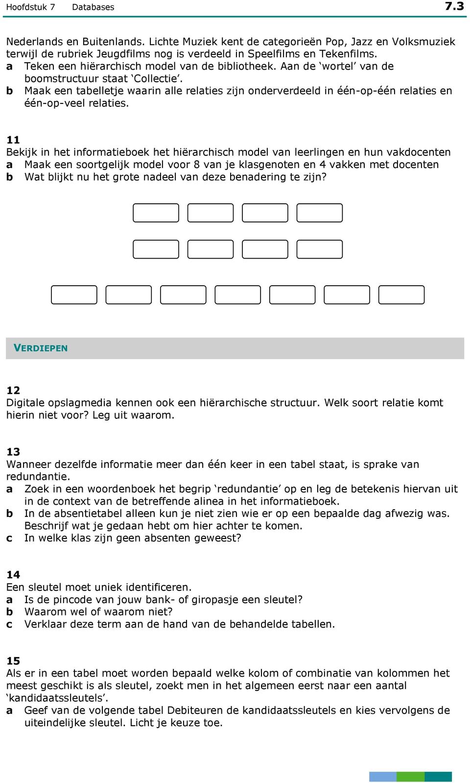 11 Bekijk in het informtieoek het hiërrhish model vn leerlingen en hun vkdoenten Mk een soortgelijk model voor 8 vn je klsgenoten en 4 vkken met doenten Wt lijkt nu het grote ndeel vn deze endering