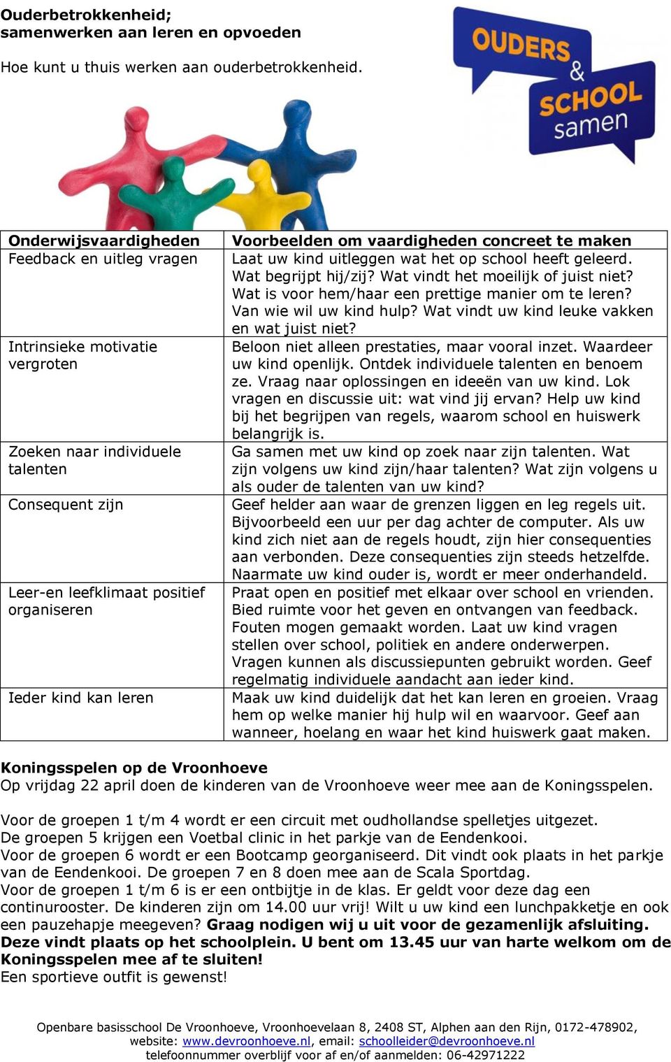 Voorbeelden om vaardigheden concreet te maken Laat uw kind uitleggen wat het op school heeft geleerd. Wat begrijpt hij/zij? Wat vindt het moeilijk of juist niet?