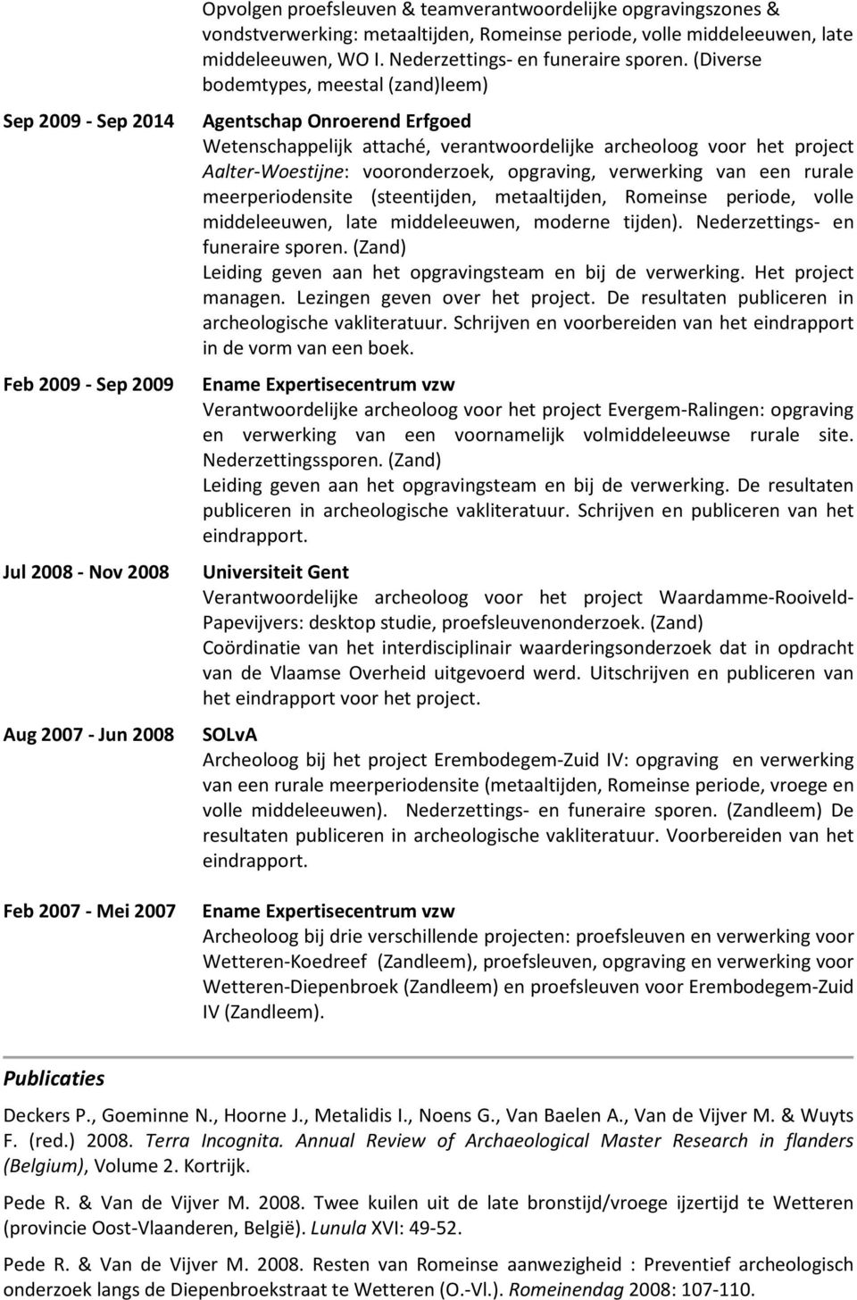 opgraving, verwerking van een rurale meerperiodensite (steentijden, metaaltijden, Romeinse periode, volle middeleeuwen, late middeleeuwen, moderne tijden). Nederzettings- en funeraire sporen.