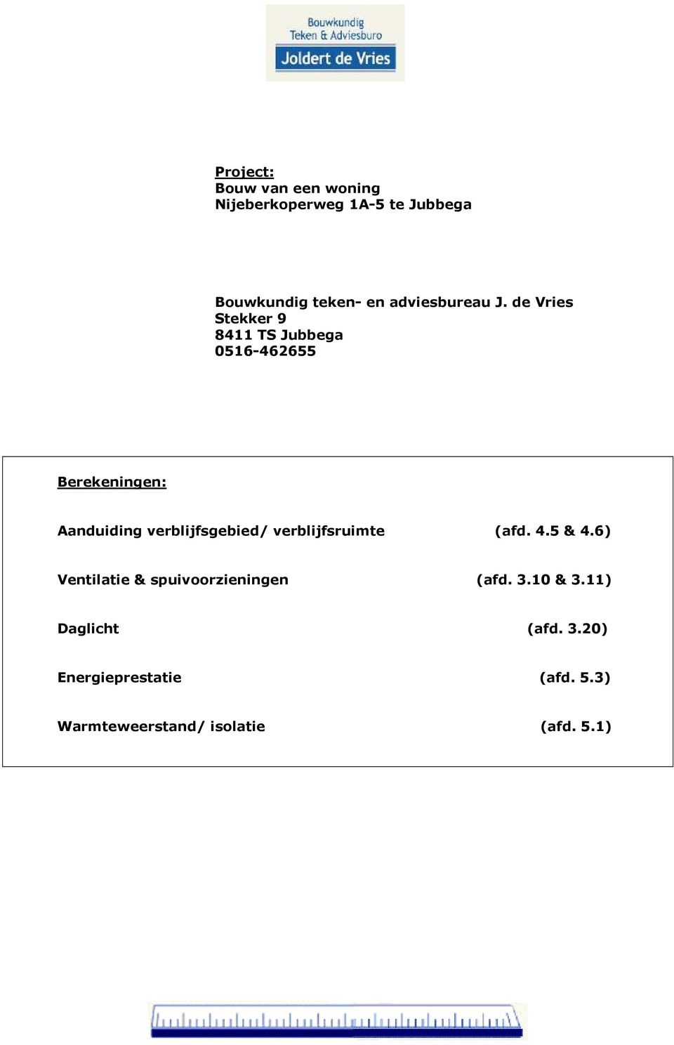 de Vries Stekker 9 8411 TS Jubbega 0516-462655 Berekeningen: Aanduiding verblijfsgebied/