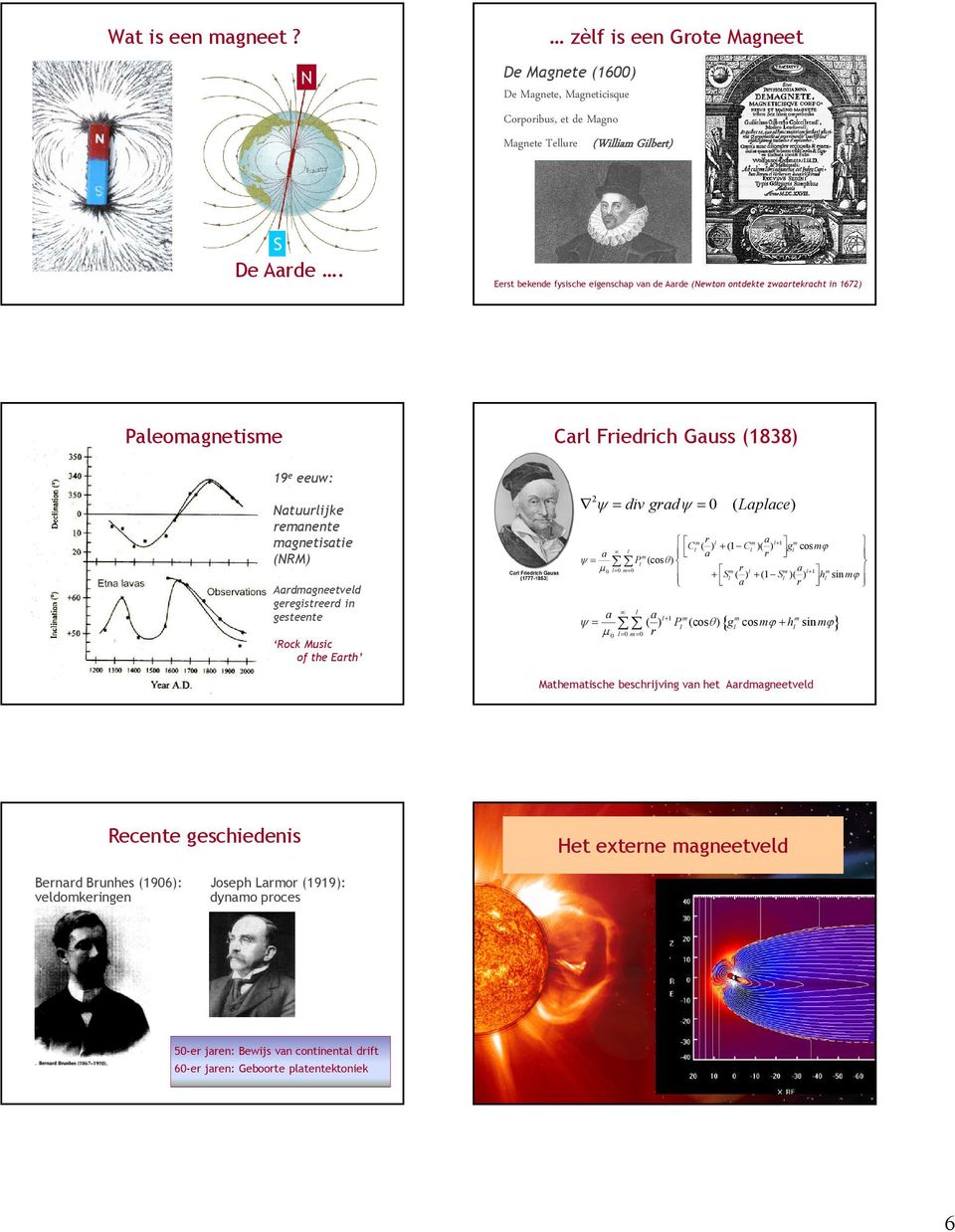 Rock Music of the Earth Carl Friedrich Gauss (1838) 2 div grad 0 ( Laplace) C r m l m a l 1 m C g m l l ( ) ( 1 l )( ) l cos a m a r Pl (cos ) 0 l 0 m 0 m r l m a l 1 S S m h m l ( ) ( 1 l )( ) l sin