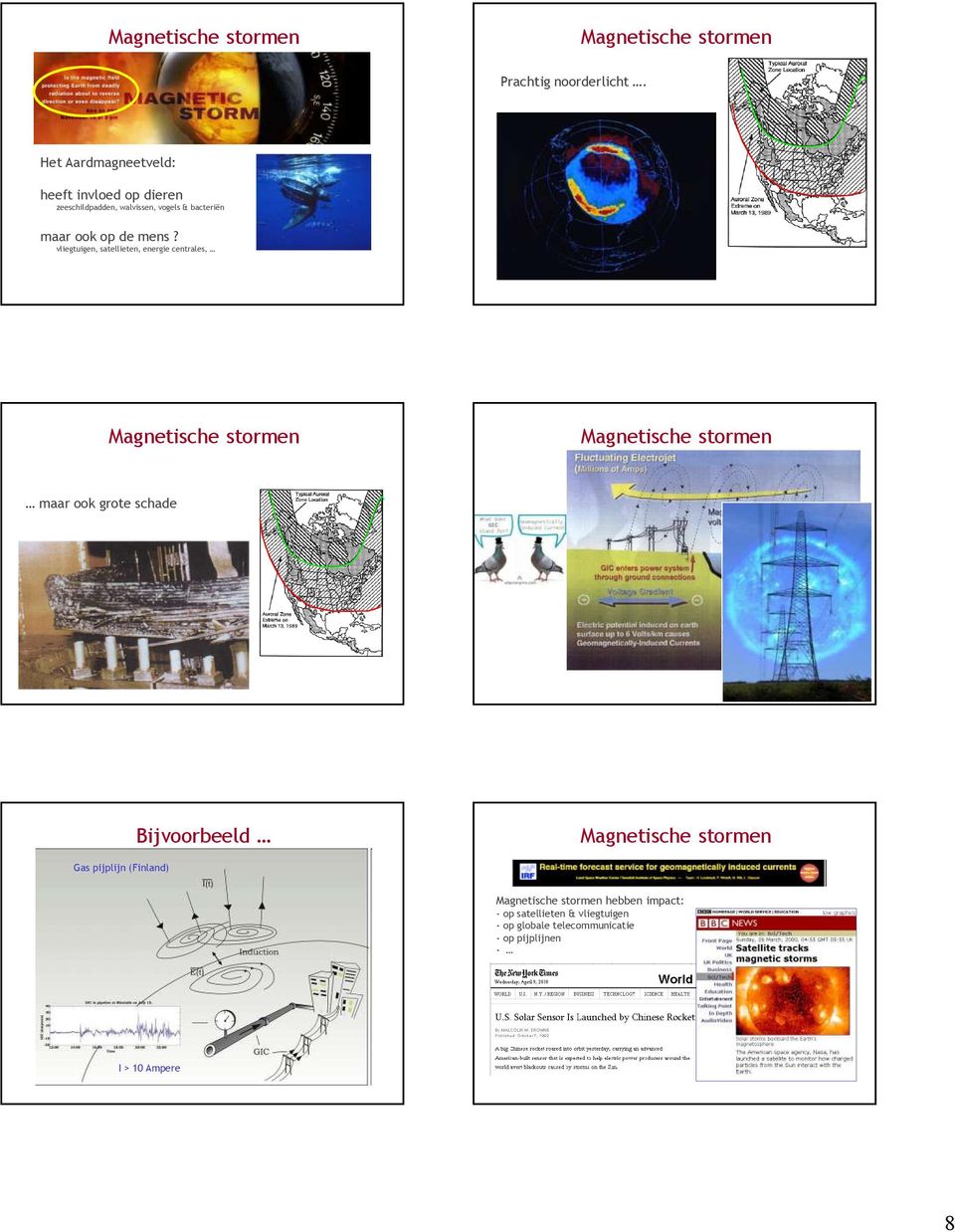 vliegtuigen, satellieten, energie centrales, Magnetische stormen Magnetische stormen maar ook grote schade