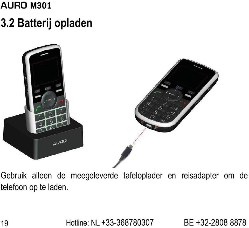 meegeleverde tafeloplader en reisadapter