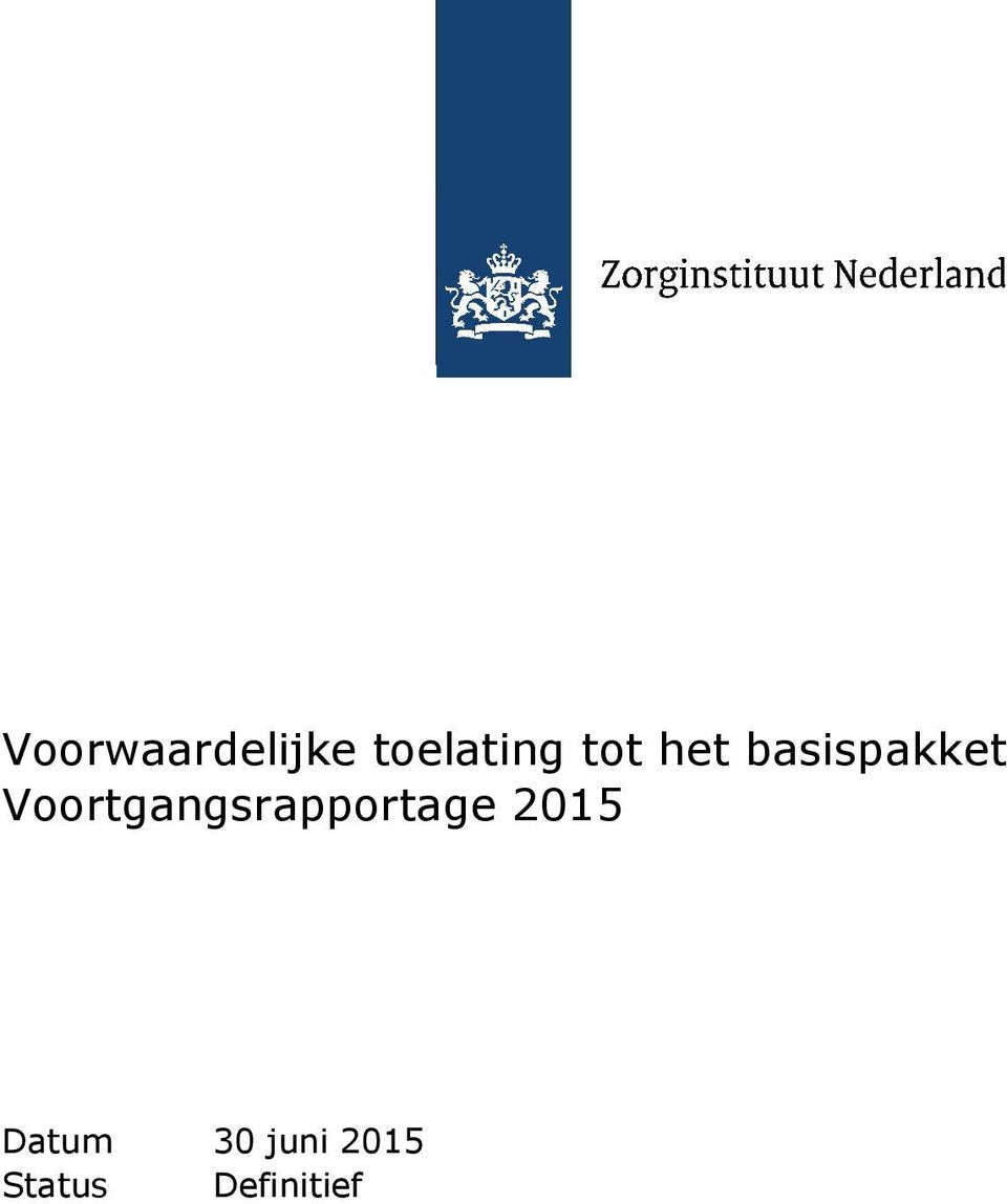 Voortgangsrapportage 2015