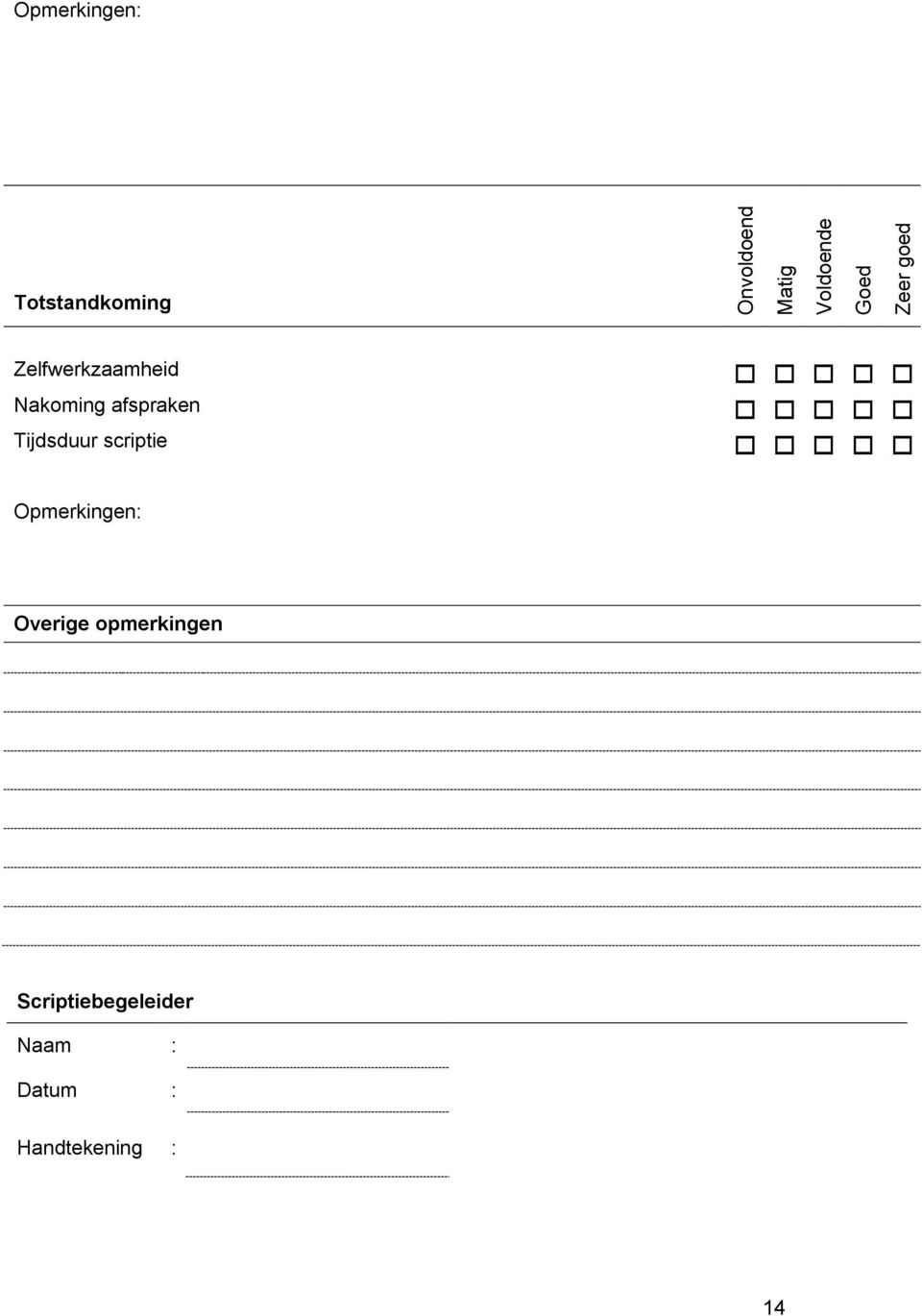 afspraken Tijdsduur scriptie Overige