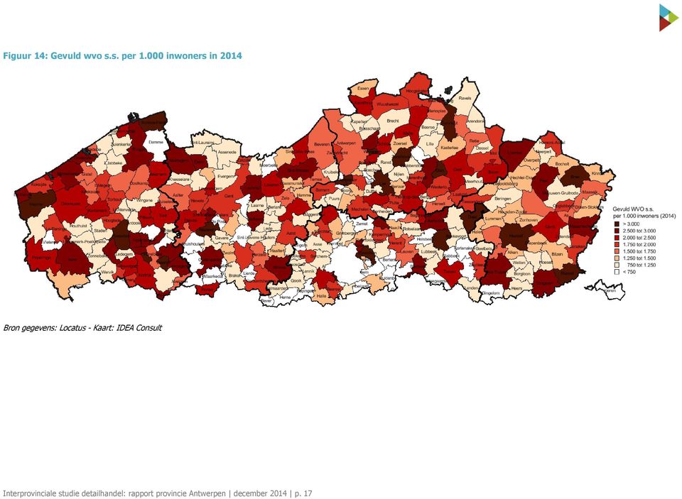 Kaart: IDEA Consult Interprovinciale studie