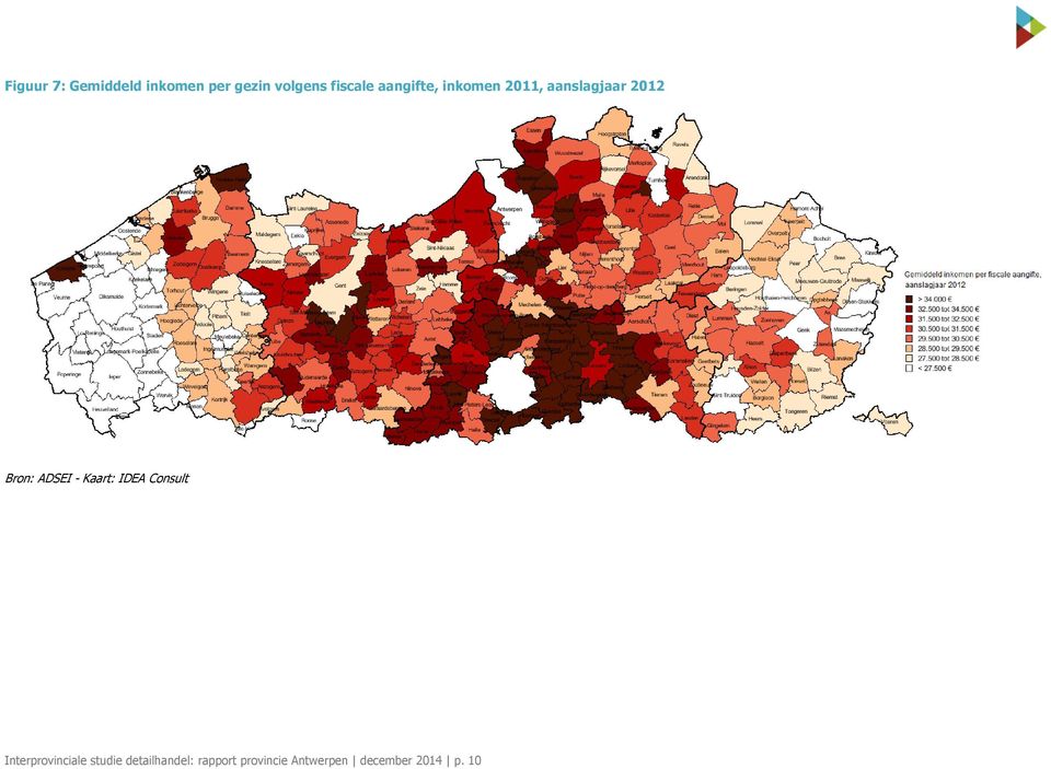 - Kaart: IDEA Consult Interprovinciale studie