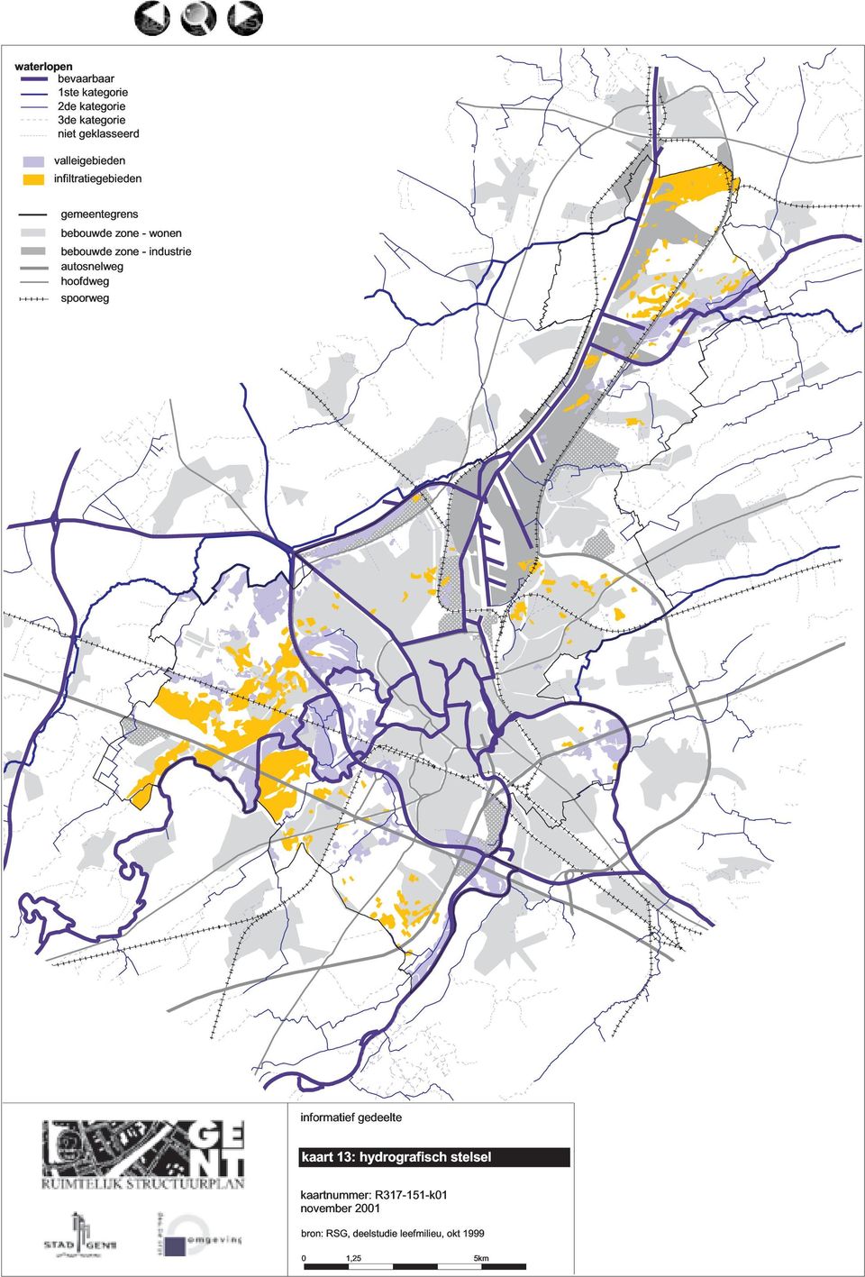 industrie autosnelweg hoofdweg spoorweg informatief gedeelte kaart 13: hydrografisch