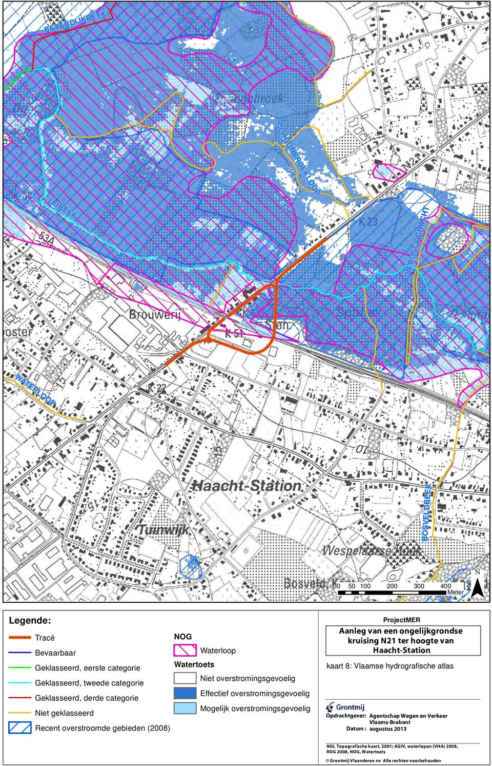 gebieen (2008) ProjetMR Aanleg van een ongelijkgronse kruising N21 ter hoogte van Haaht-tation kaart 8: Vlaamse hyrografishe atlas Oprahtgever: Agentshap Wegen en