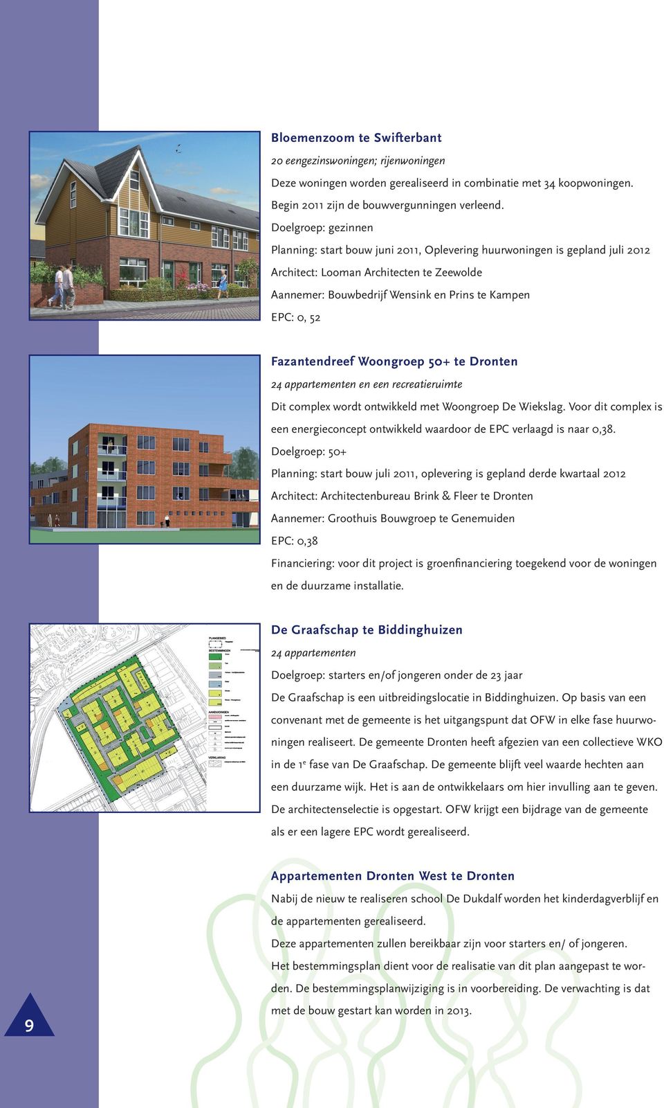 Fazantendreef Woongroep 50+ te Dronten 24 appartementen en een recreatieruimte Dit complex wordt ontwikkeld met Woongroep De Wiekslag.