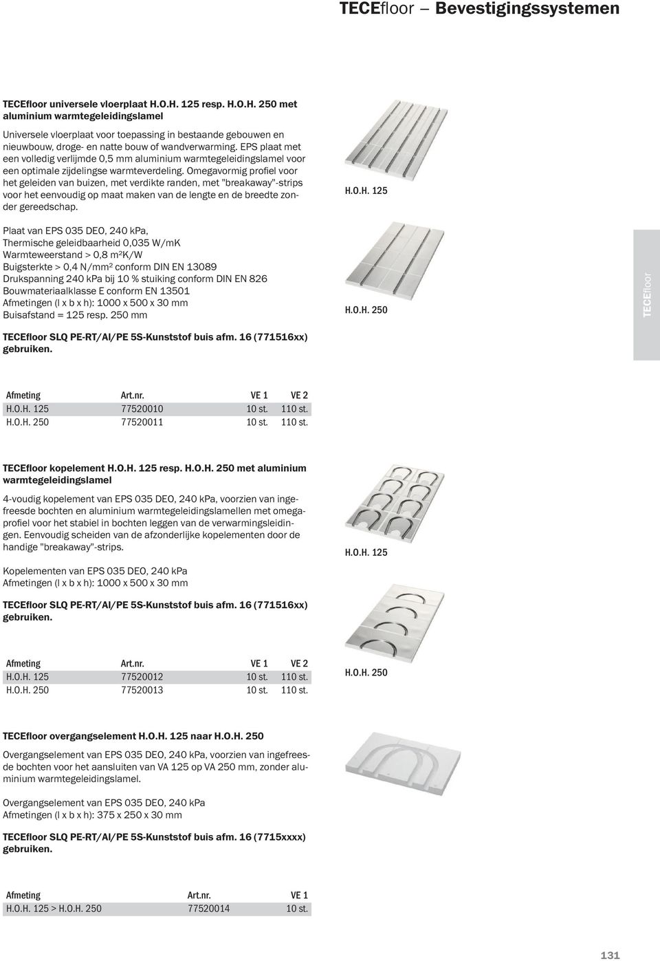 Omegavormig profiel voor het geleiden van buizen, met verdikte randen, met "breakaway"-strips voor het eenvoudig op maat maken van de lengte en de breedte zonder gereedschap.