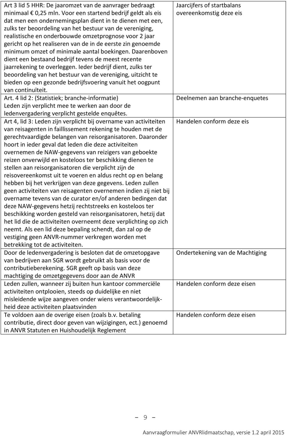 gericht p het realiseren van de in de eerste zin genemde minimum mzet f minimale aantal bekingen. Daarenbven dient een bestaand bedrijf tevens de meest recente jaarrekening te verleggen.