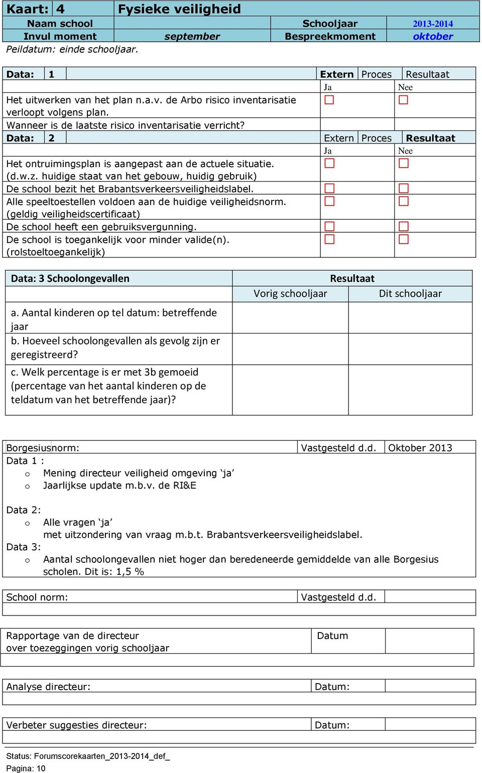 Data: 2 Extern Proces Resultaat Ja Nee Het ontruimingsplan is aangepast aan de actuele situatie. (d.w.z.