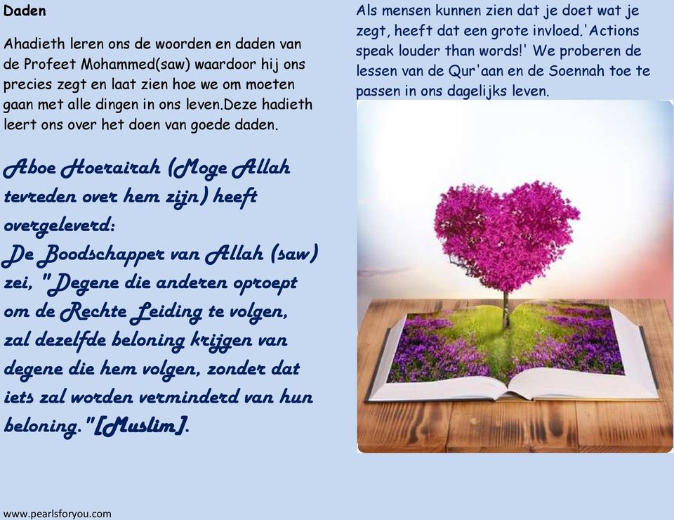 ' We proberen de lessen van de Qur'aan en de Soennah toe te passen in ons dagelijks leven.